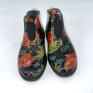 Sloggers Women size 6 Waterproof Garden / Rain Ankle Boots Floral Print Slip‑On